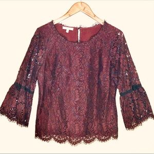Maroon Lace Holiday Blouse